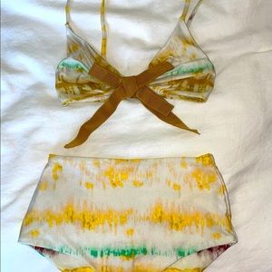 Silvia Tcherassi yellow tie dye high waisted bikini